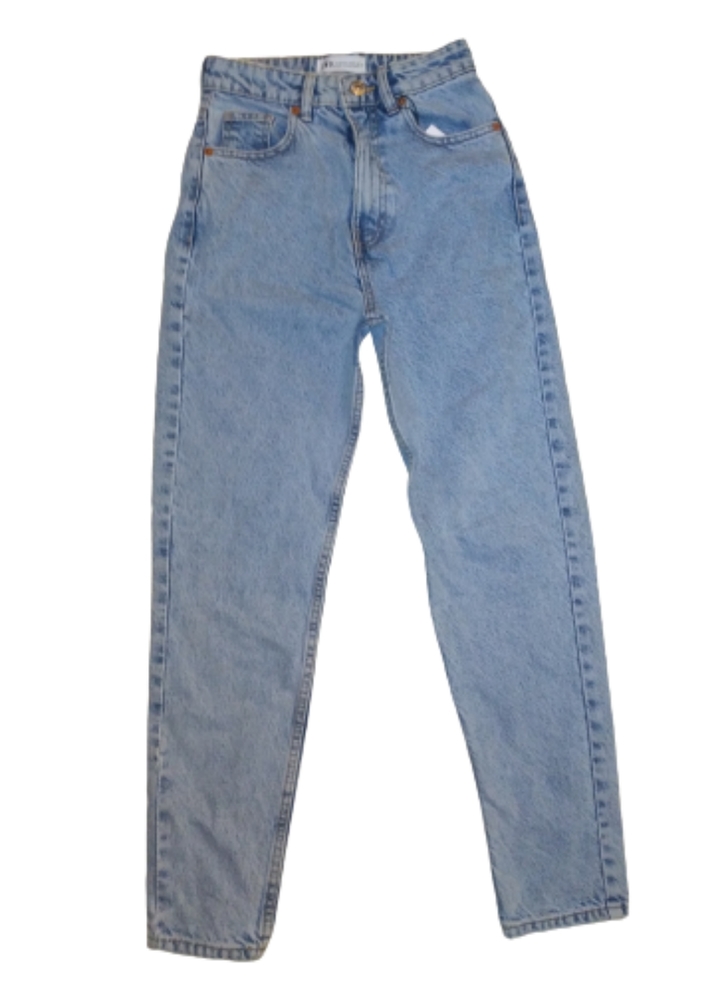 Zara High Rise Mom Jeans Lightwash Blue Denim Size 0 NEW With Tags NWT - Picture 8 of 13